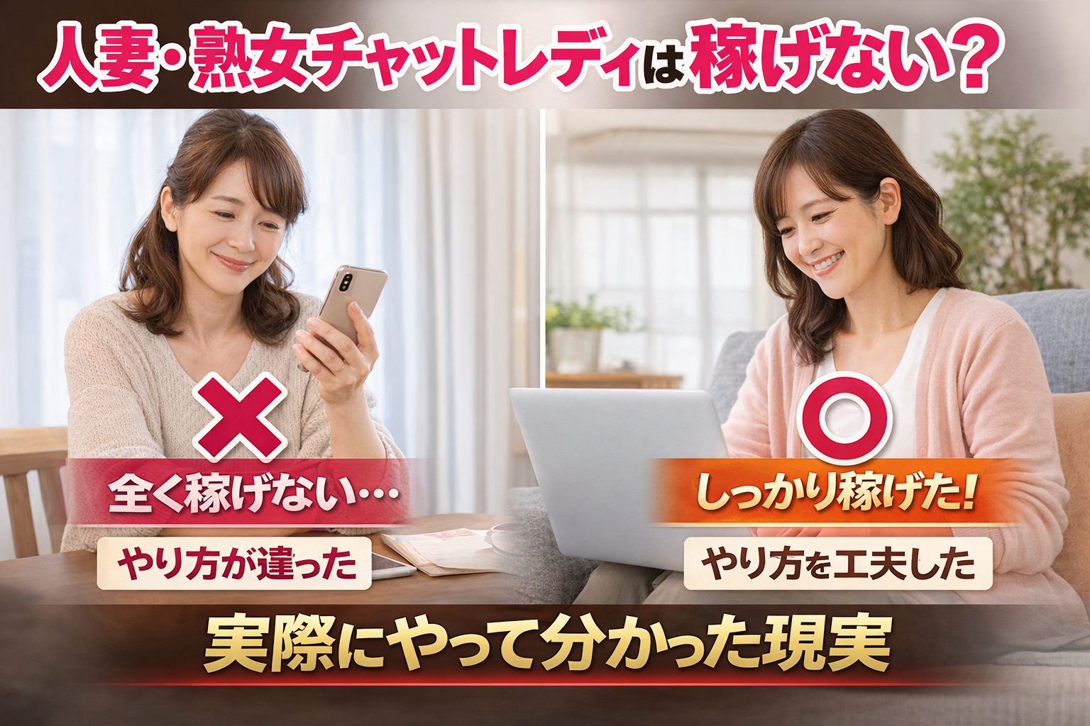 人妻・熟女チャットレディは稼げない？実際にやって分かった現実